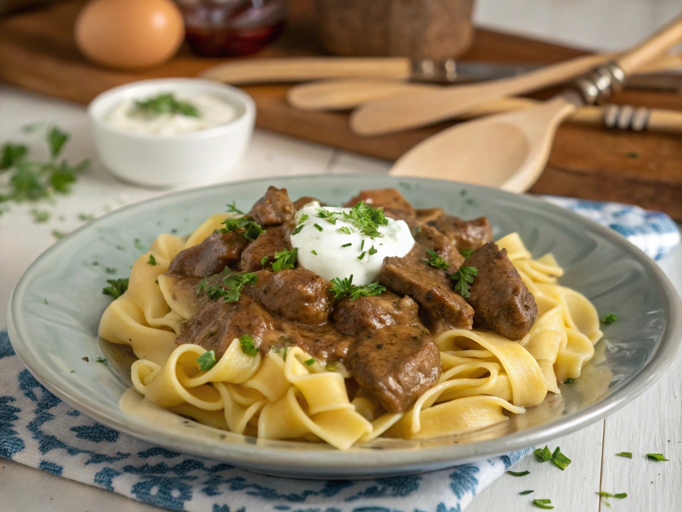 Beef Stroganoff with Egg Noodles