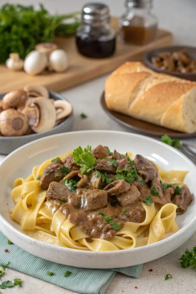 Beef Stroganoff with Egg Noodles