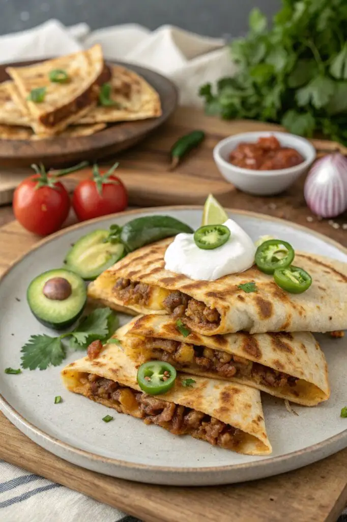 Cheesy Ground Beef Quesadillas Recipe