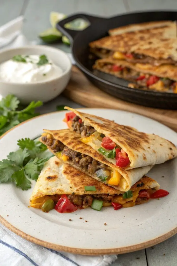 Cheesy Ground Beef Quesadillas Recipe