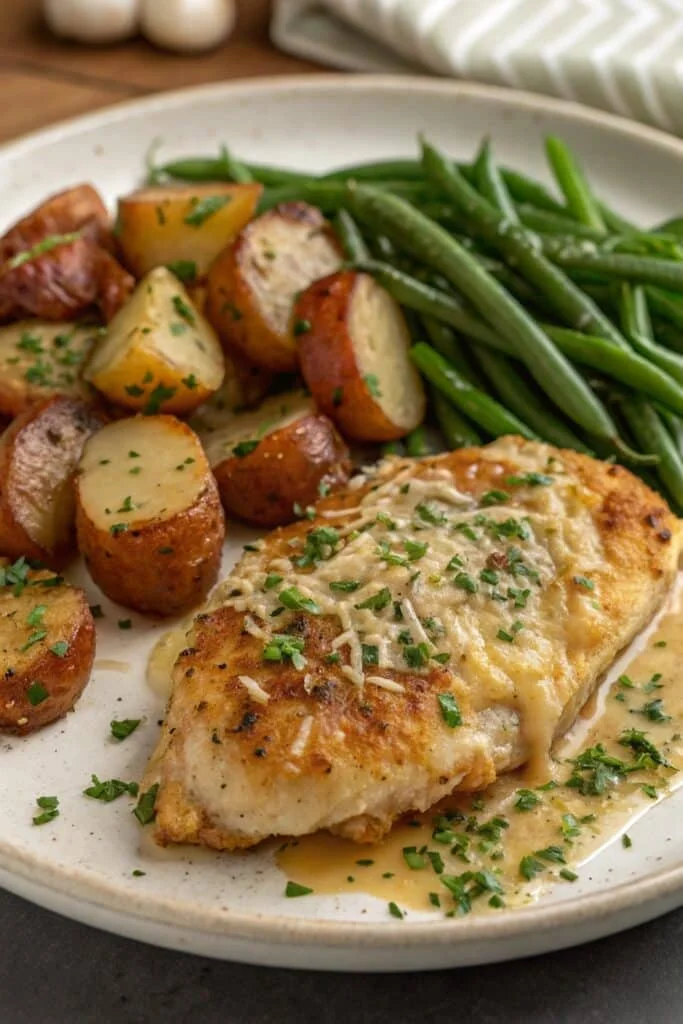 Garlic Parmesan Chicken and Potatoes Skillet