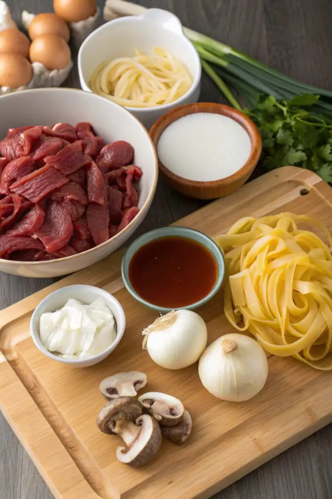 Ingredients for Beef Stroganoff