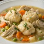 Crockpot Chicken and Dumplings Recipe is the ultimate comfort food with tender chicken, fluffy dumplings, and creamy broth. Try it today!
