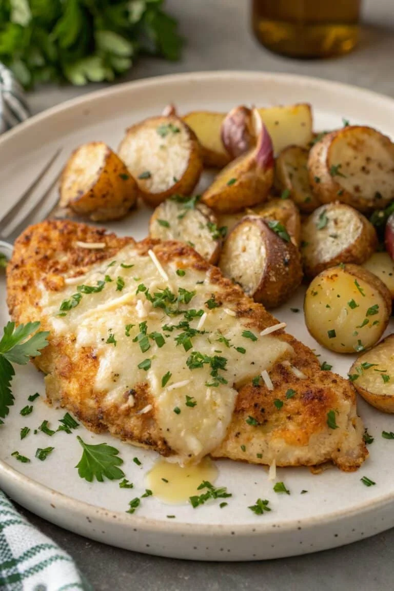 Garlic Parmesan Chicken and Potatoes Skillet