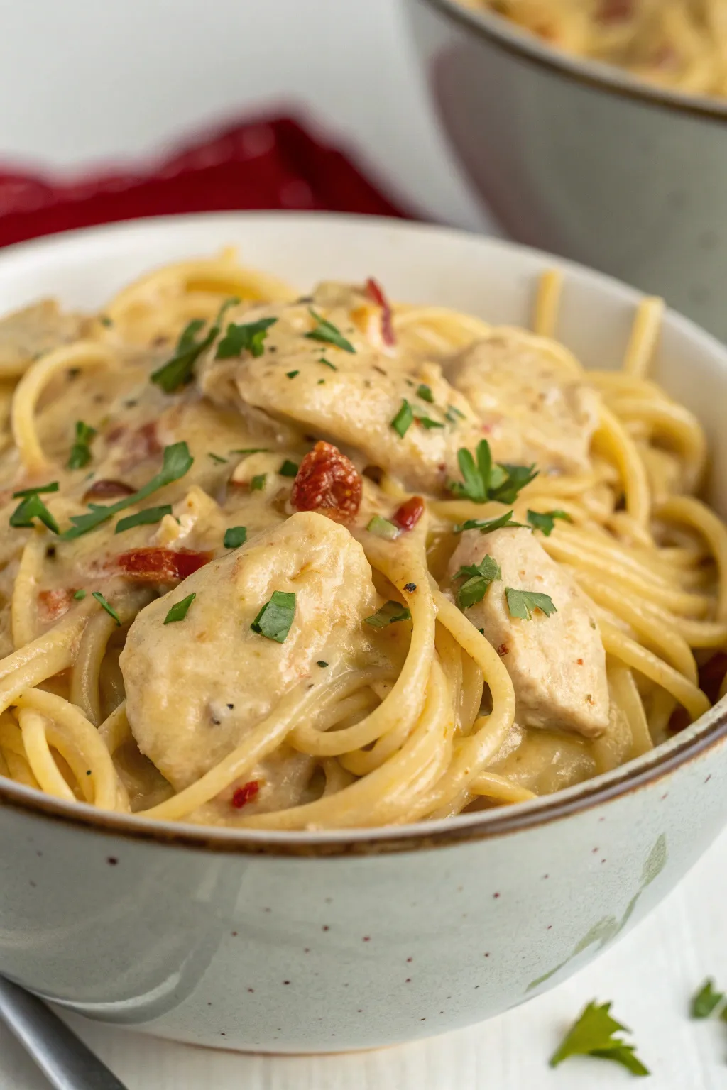 Creamy Crockpot Chicken Spaghetti (5-Min Prep, Easy & Cheesy!)