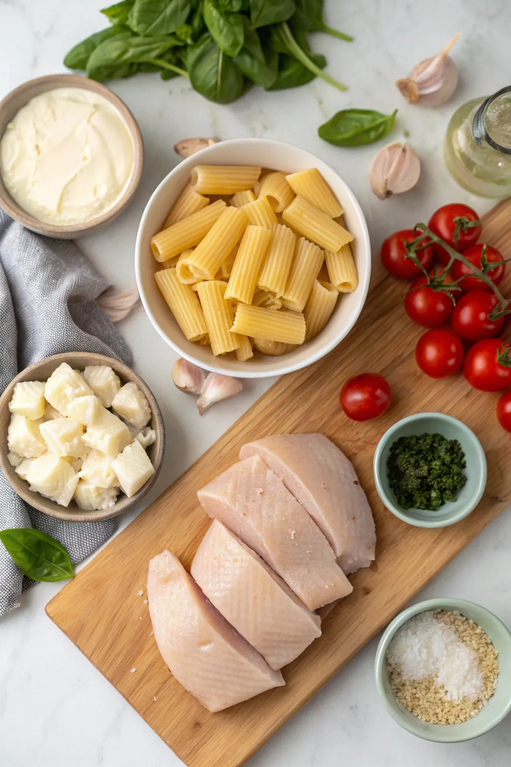 Creamy Garlic Butter Chicken and Rigatoni in Parmesan Sauce