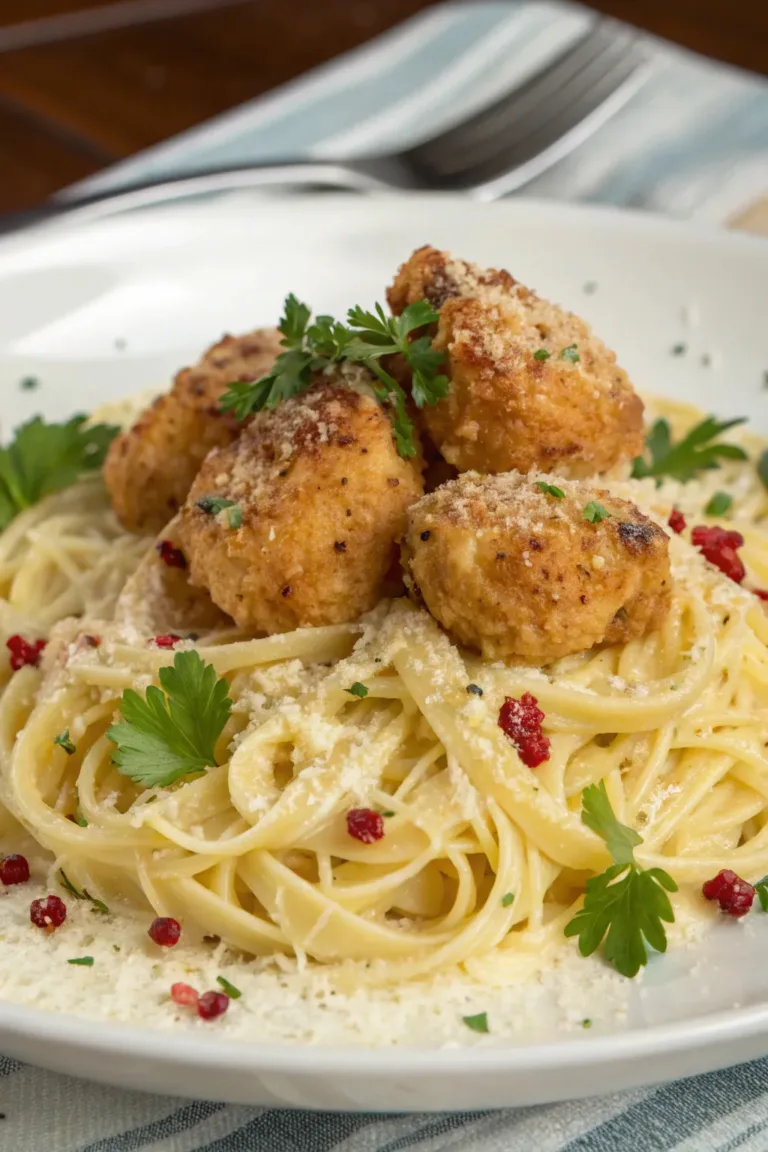 Garlic Butter Chicken Bites with Creamy Parmesan Pasta