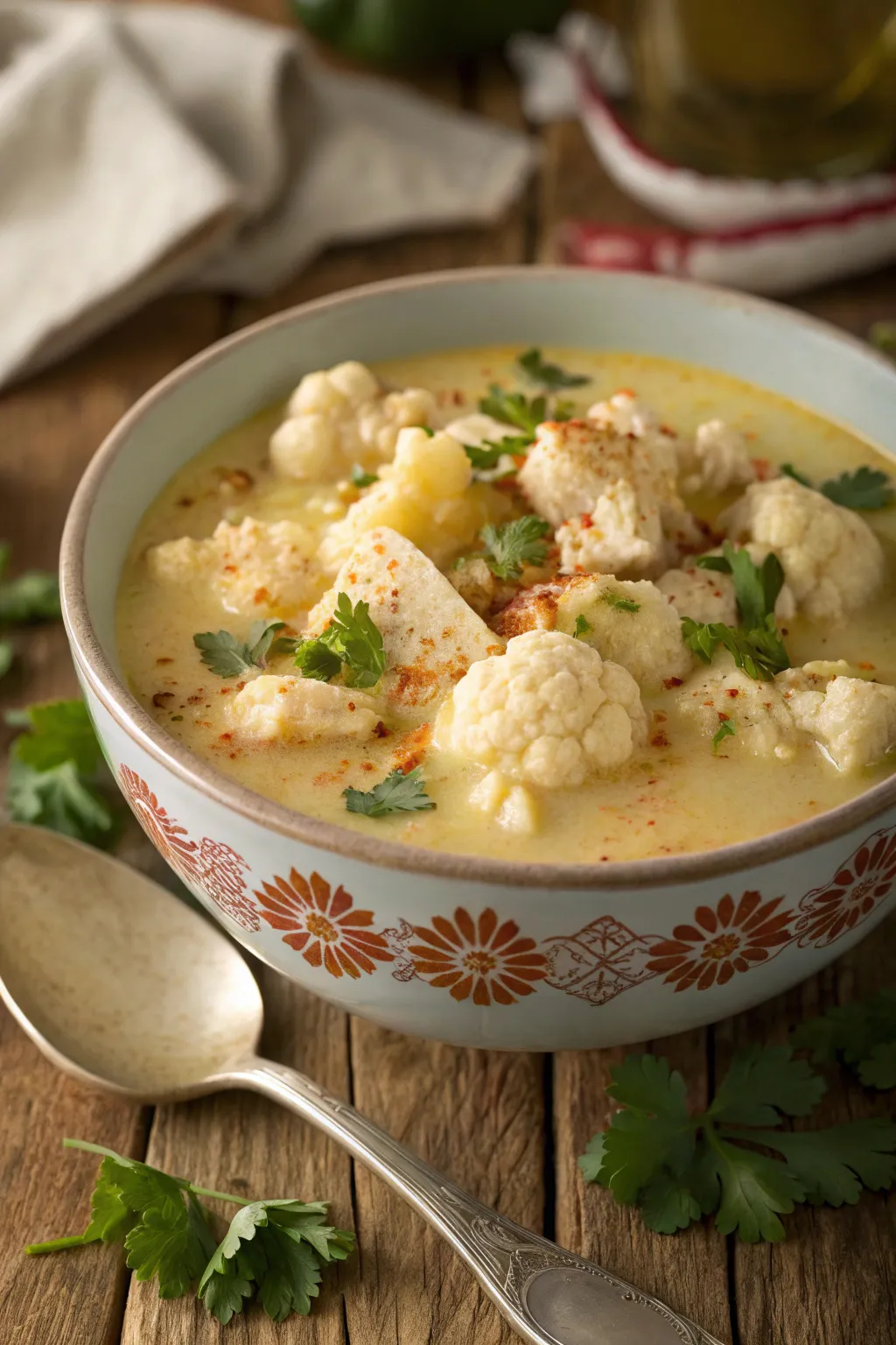 Healthy Creamy Cauliflower Chicken Soup