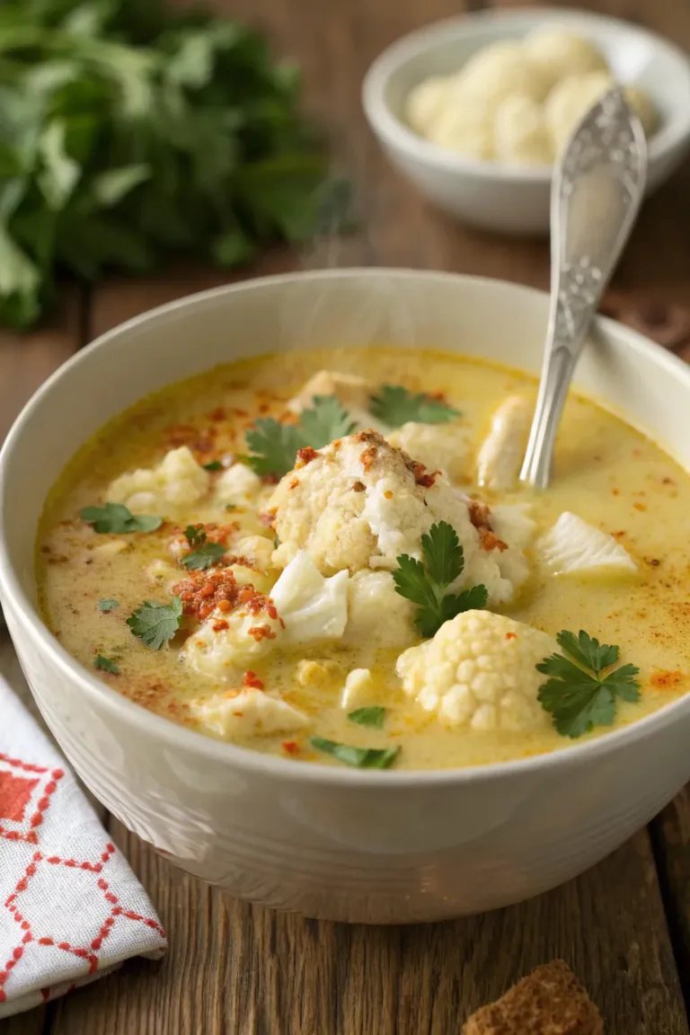 Healthy Creamy Cauliflower Chicken Soup