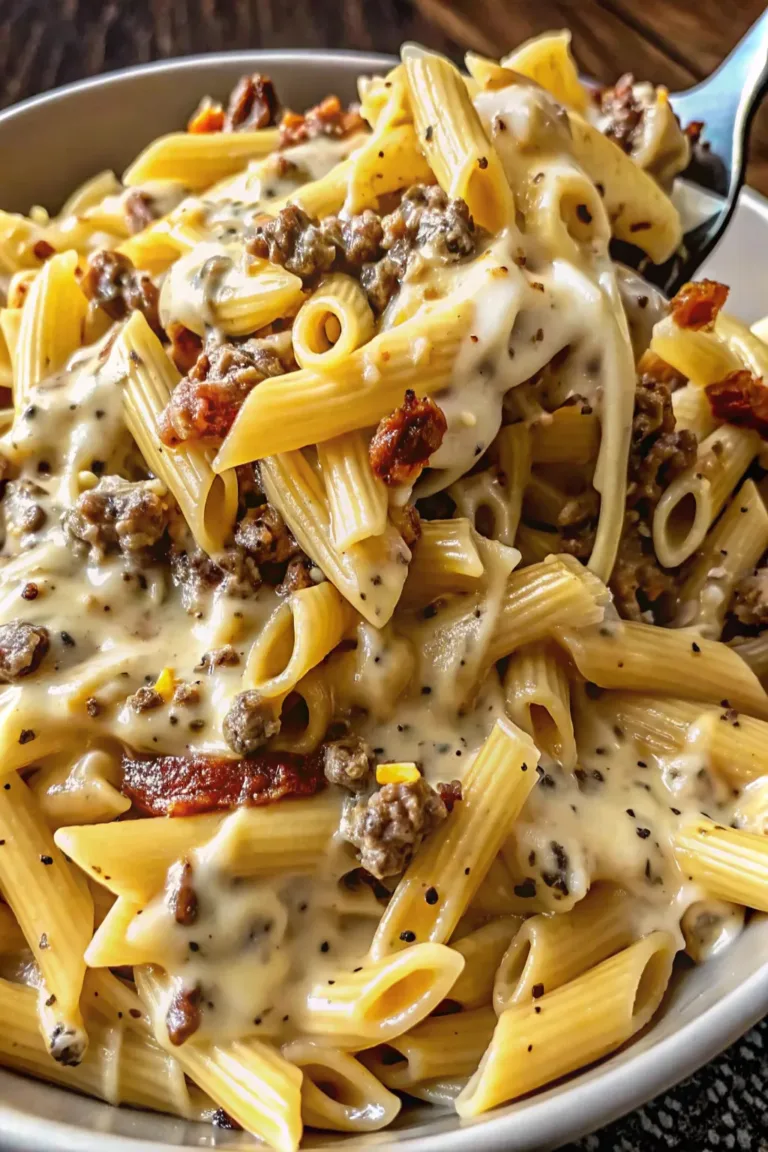 Loaded Bacon Cheeseburger Alfredo Pasta