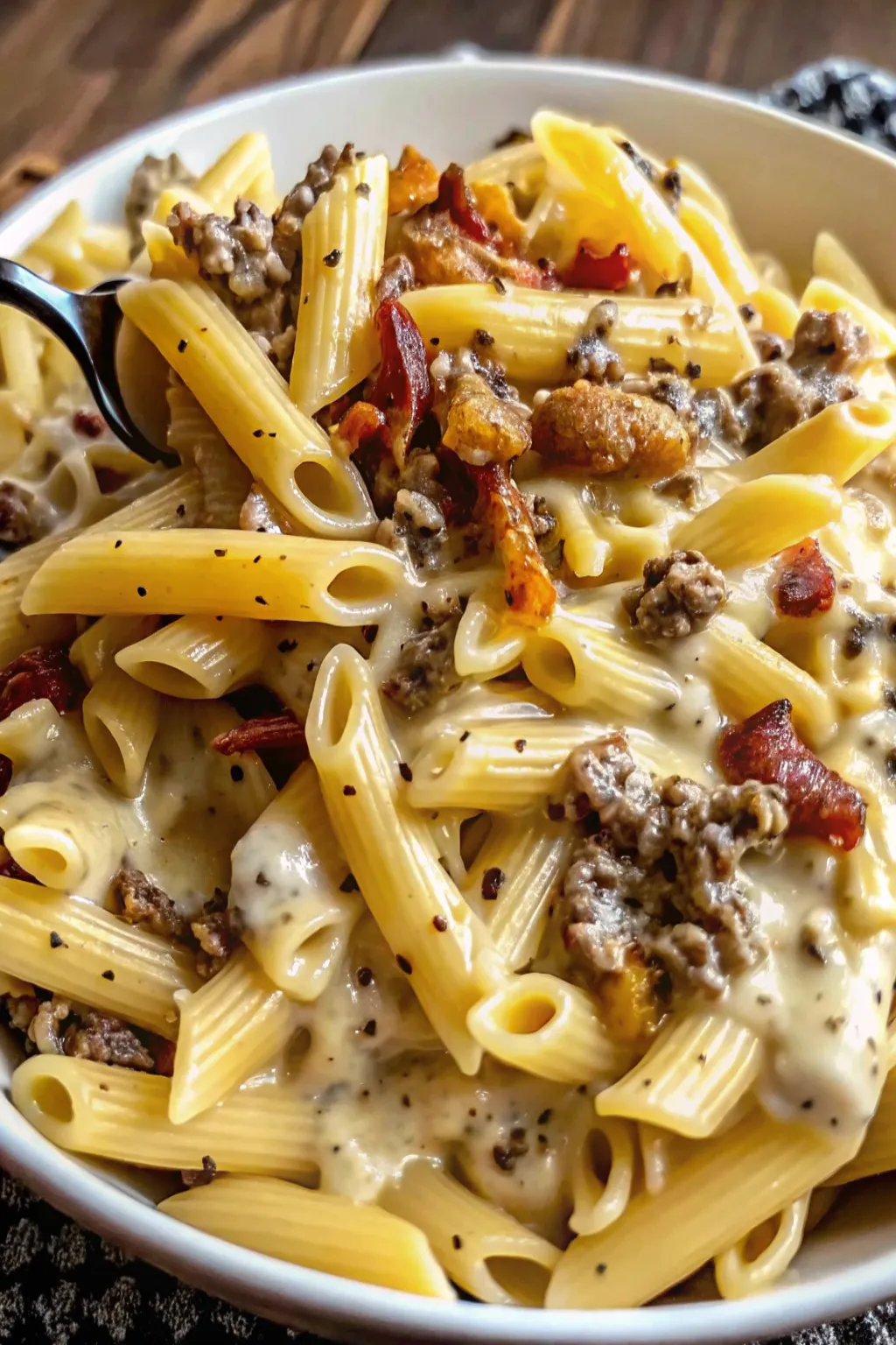 Loaded Bacon Cheeseburger Alfredo Pasta