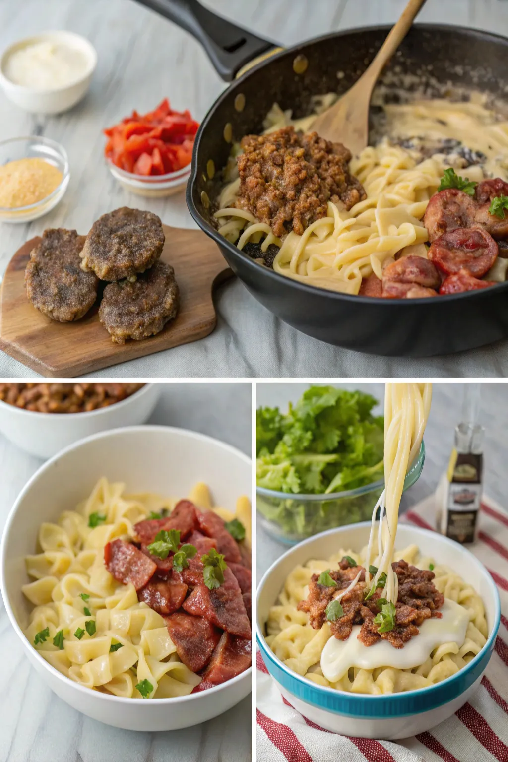 Loaded Bacon Cheeseburger Alfredo Pasta