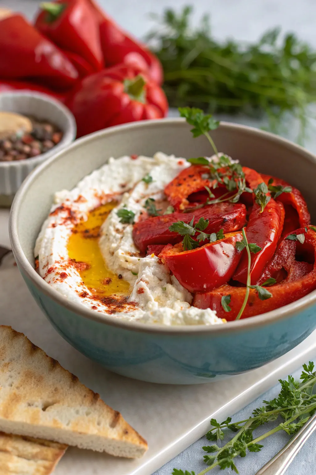 Roasted Red Pepper Cottage Cheese Dip