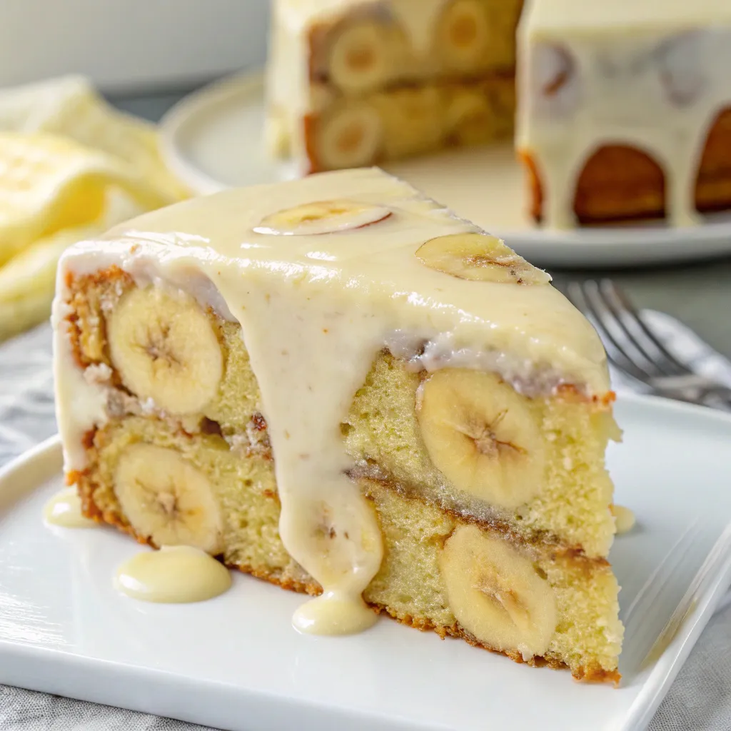 Banana Pudding Cake with Vanilla Glaze
