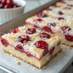 Cherry Coconut Ripple Tray Bake