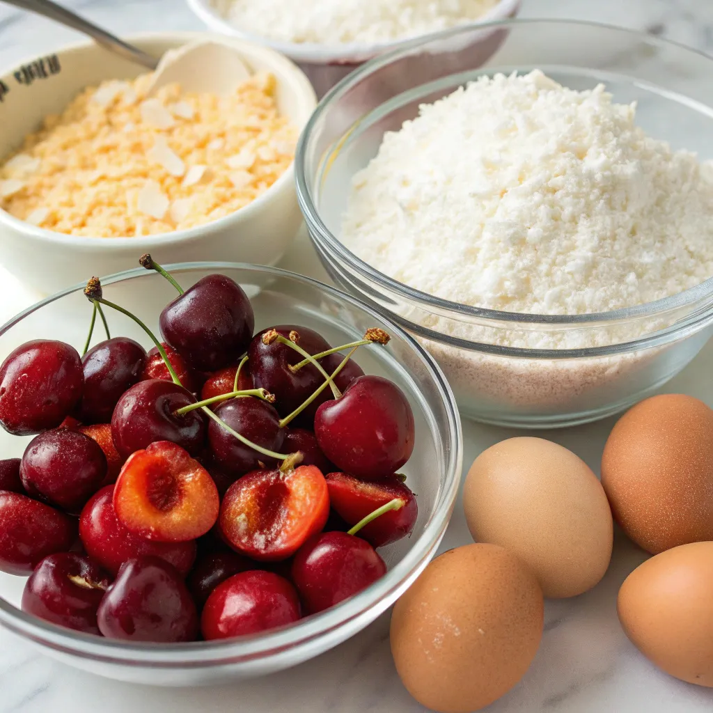 Cherry Coconut Ripple Tray Bake