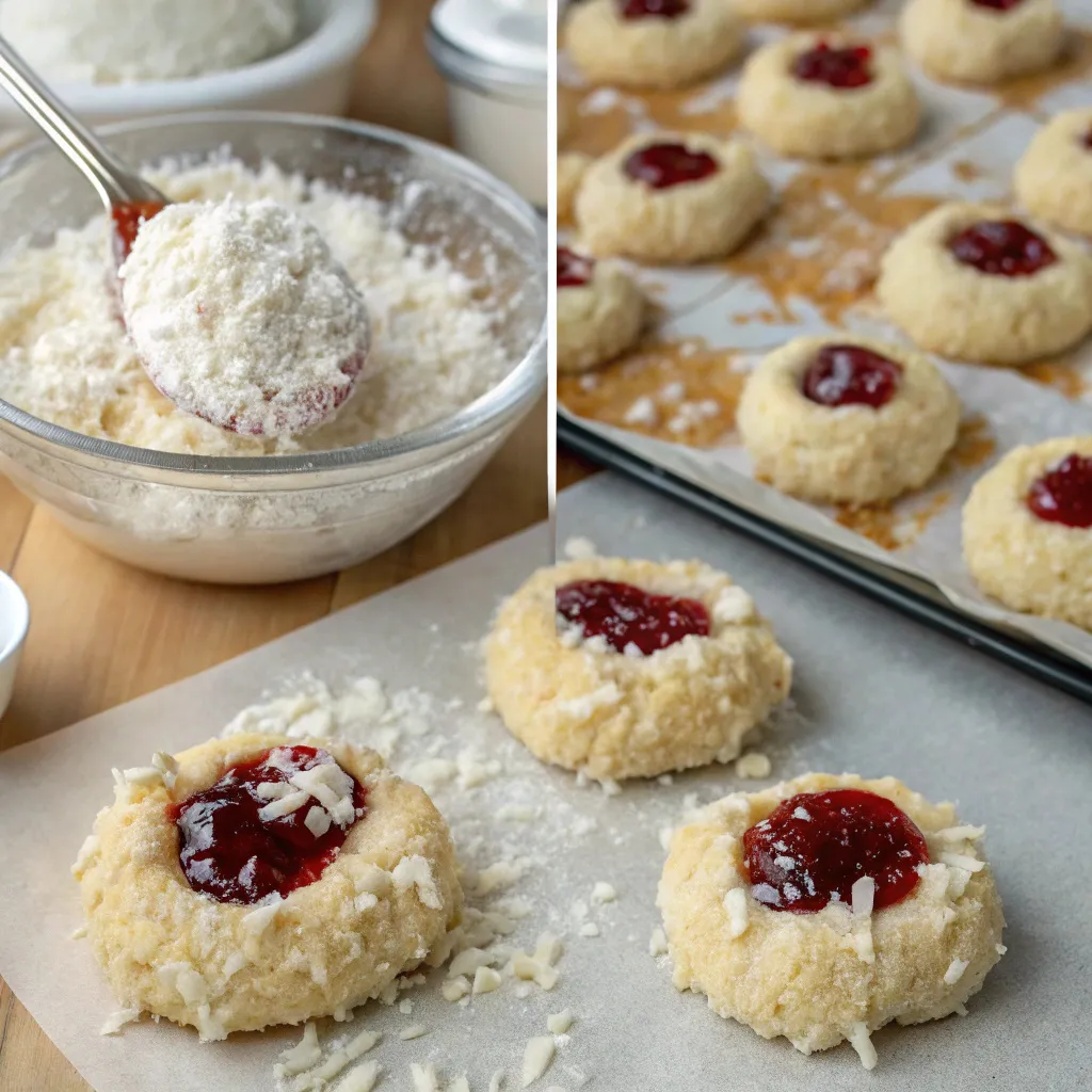 Coconut Jam Thumbprint Cookies