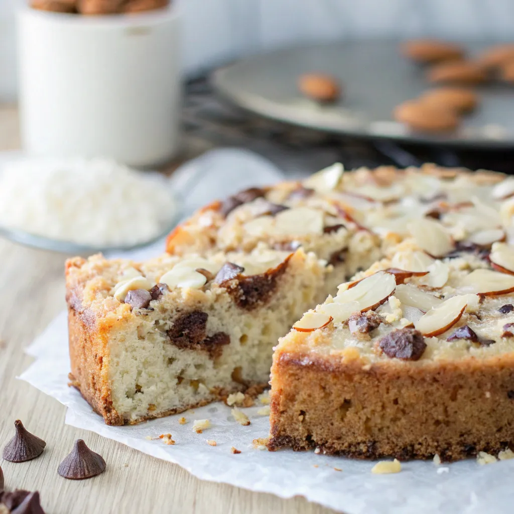 Flourless Almond Joy Greek Yogurt Cake