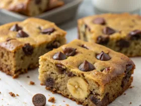 Greek Yogurt Banana Bread Blondies with Chocolate Chips