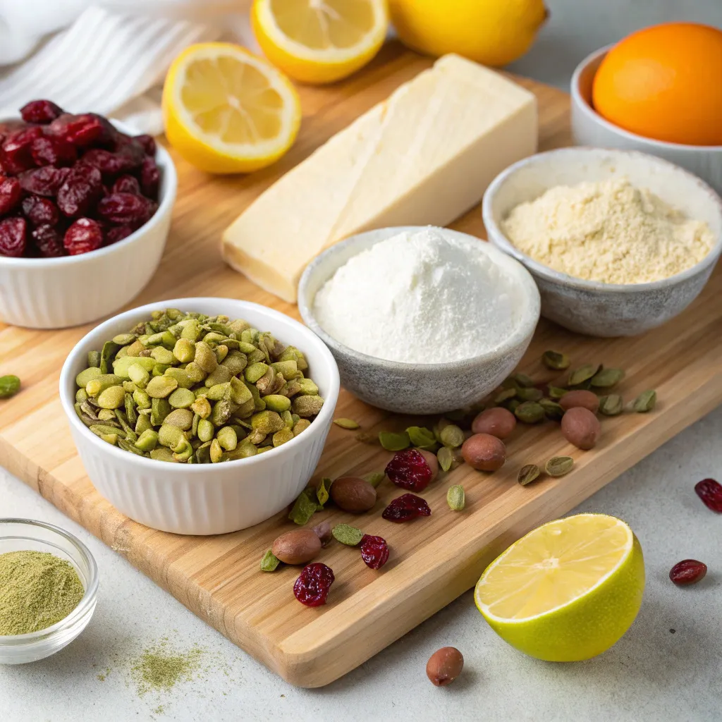 Pistachio & Cranberry Biscotti with Lemon Glaze