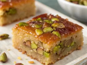 Pistachio‑Filled Basbousa