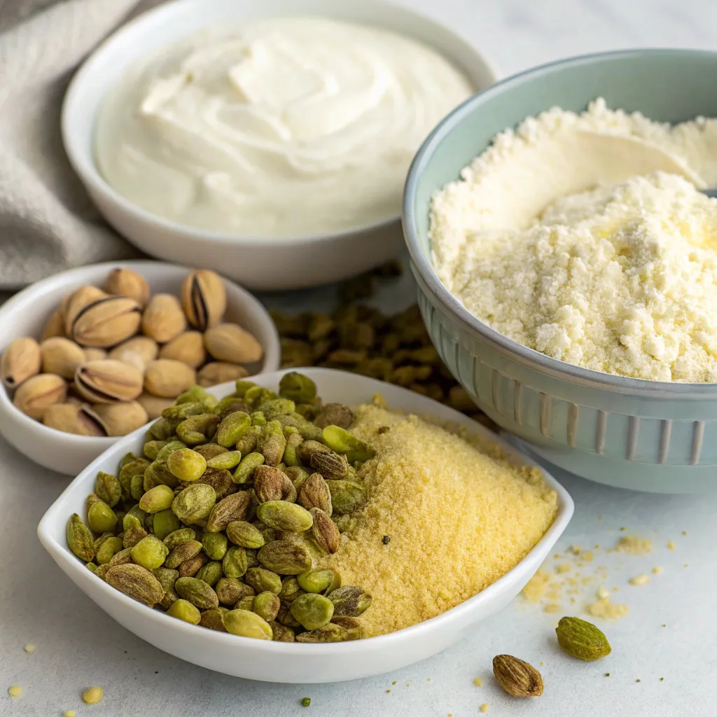 Pistachio‑Filled Basbousa