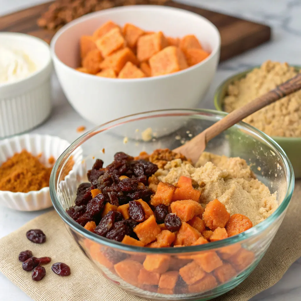 Sweet Potato Rum Raisin Dump Cake