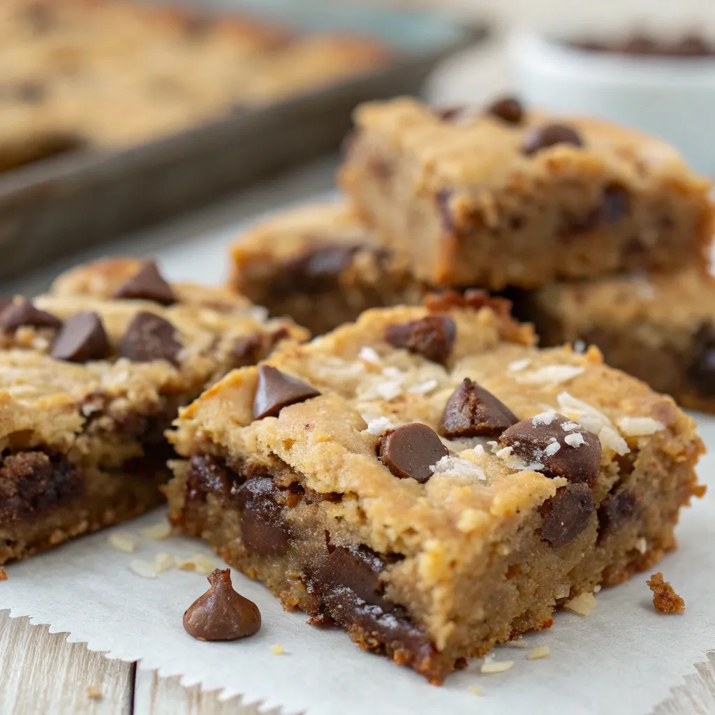 Coconut Toffee Chocolate Chip Cookie Bars