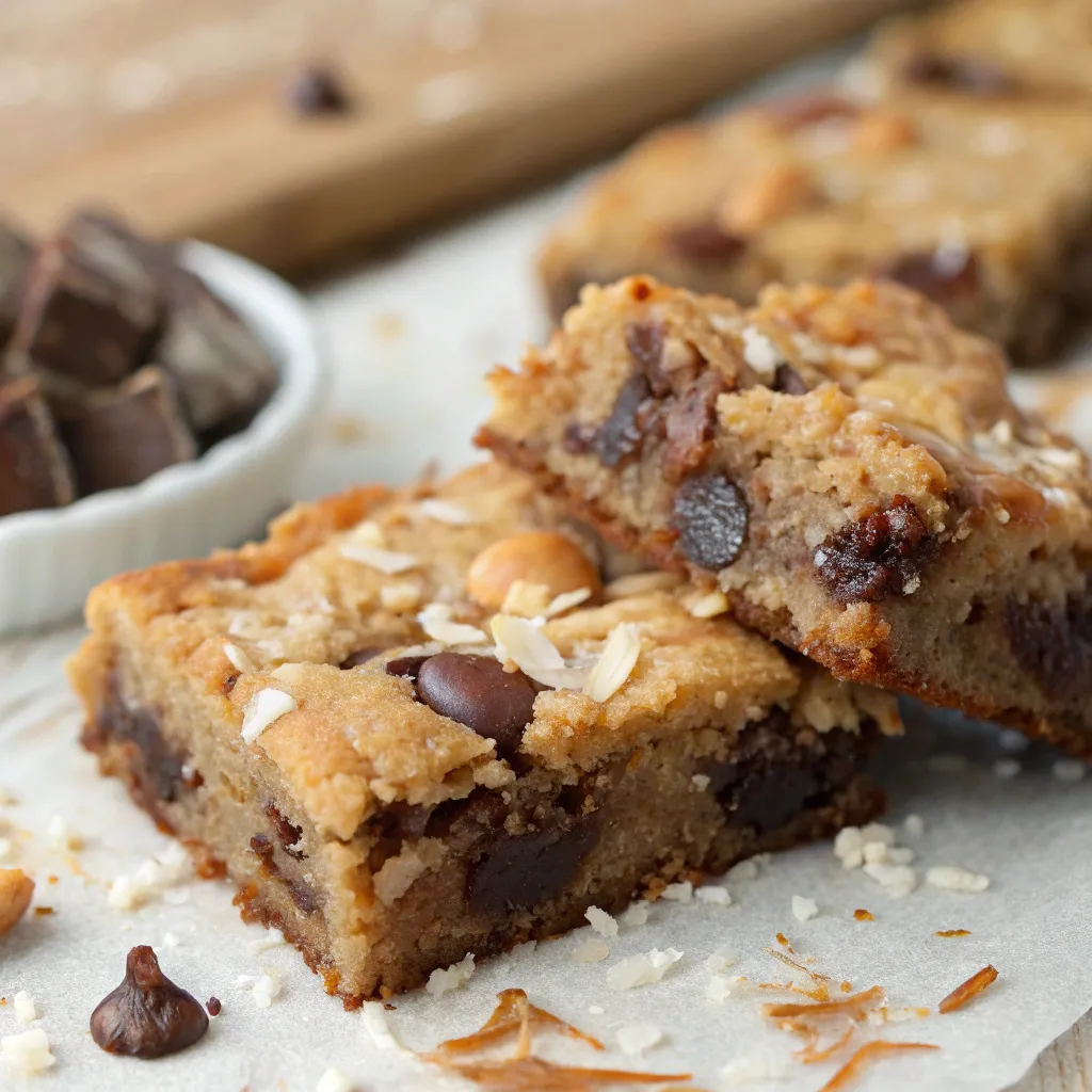 Coconut Toffee Chocolate Chip Cookie Bars