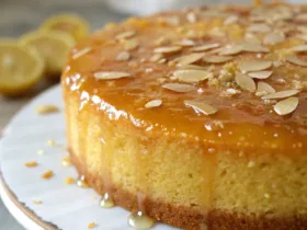 Flourless Lemon Almond Cake with Honey Glaze