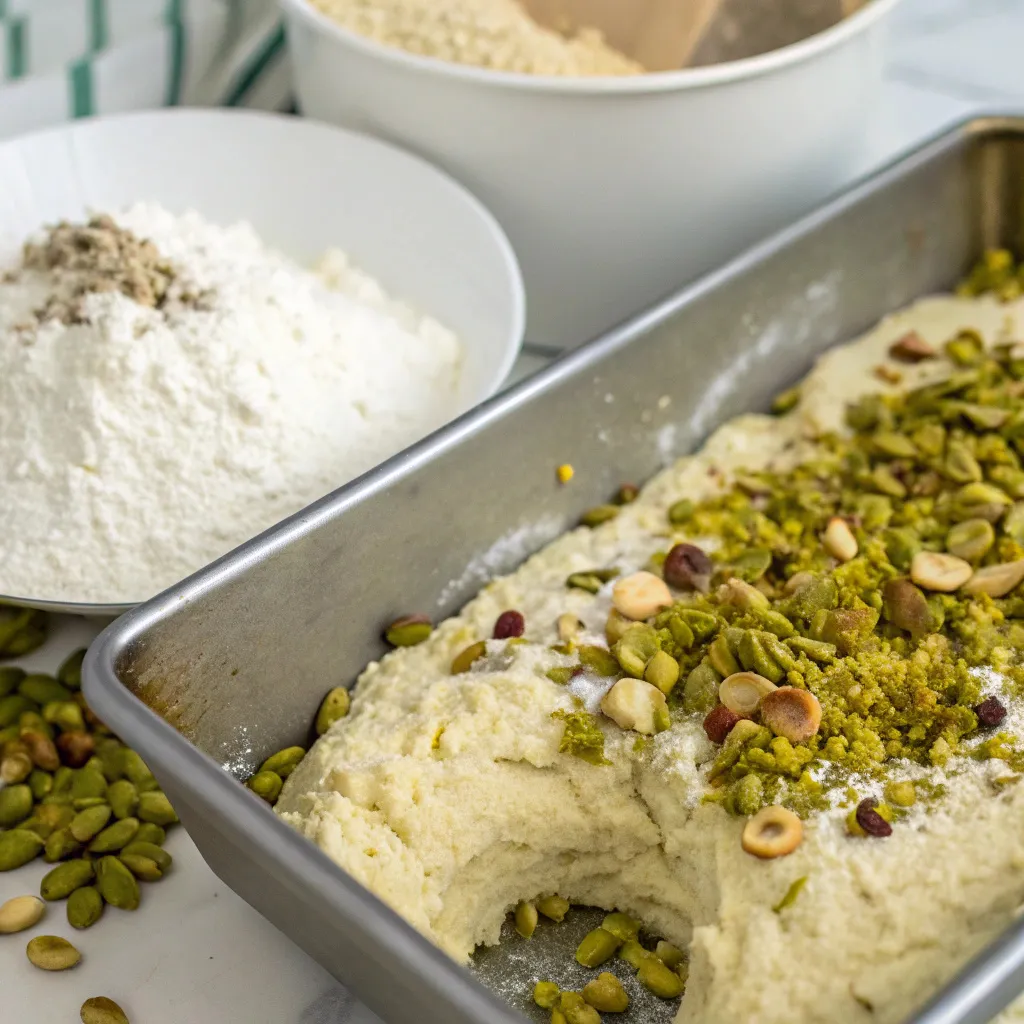 Fuss‑Free Pistachio Ricotta Coffee Cake Donut Loaf
