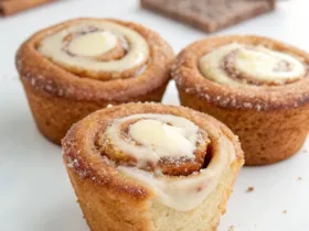 Low Calorie Cinnamon Roll Muffins with Creamy Centers
