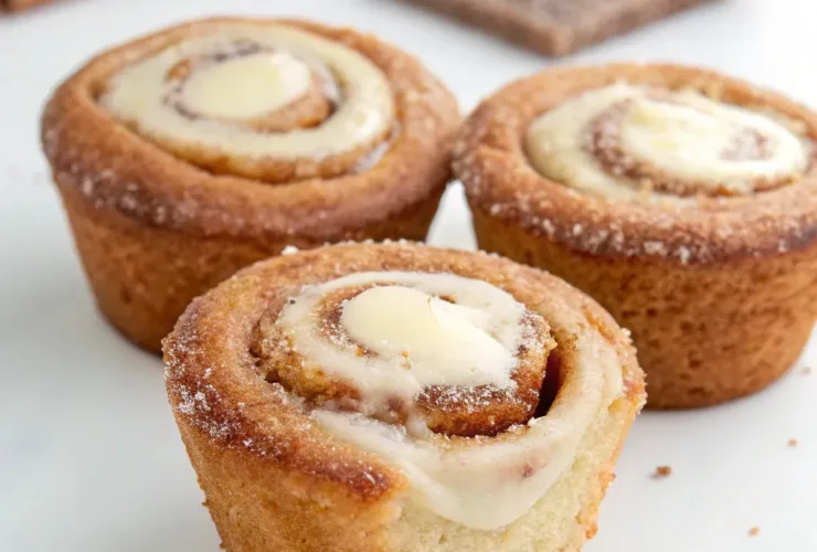 Low Calorie Cinnamon Roll Muffins with Creamy Centers