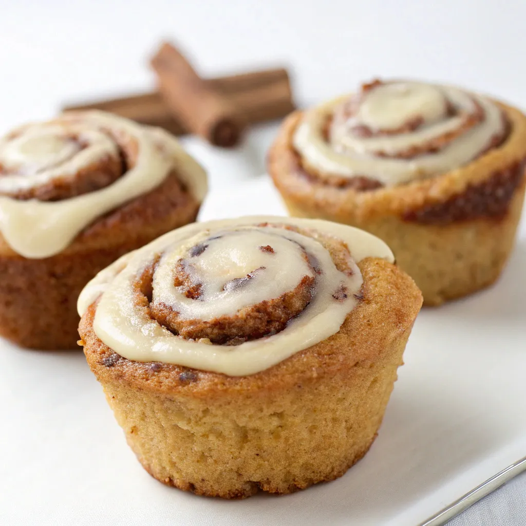 Low Calorie Cinnamon Roll Muffins with Creamy Centers