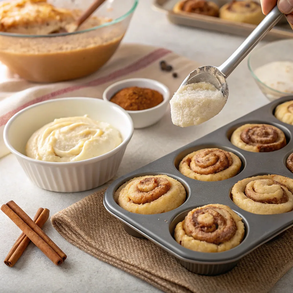 Low Calorie Cinnamon Roll Muffins with Creamy Centers