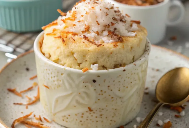 Vanilla Coconut Cottage Cheese Mug Cake