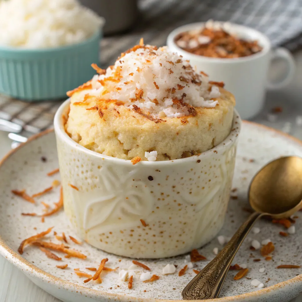 Vanilla Coconut Cottage Cheese Mug Cake