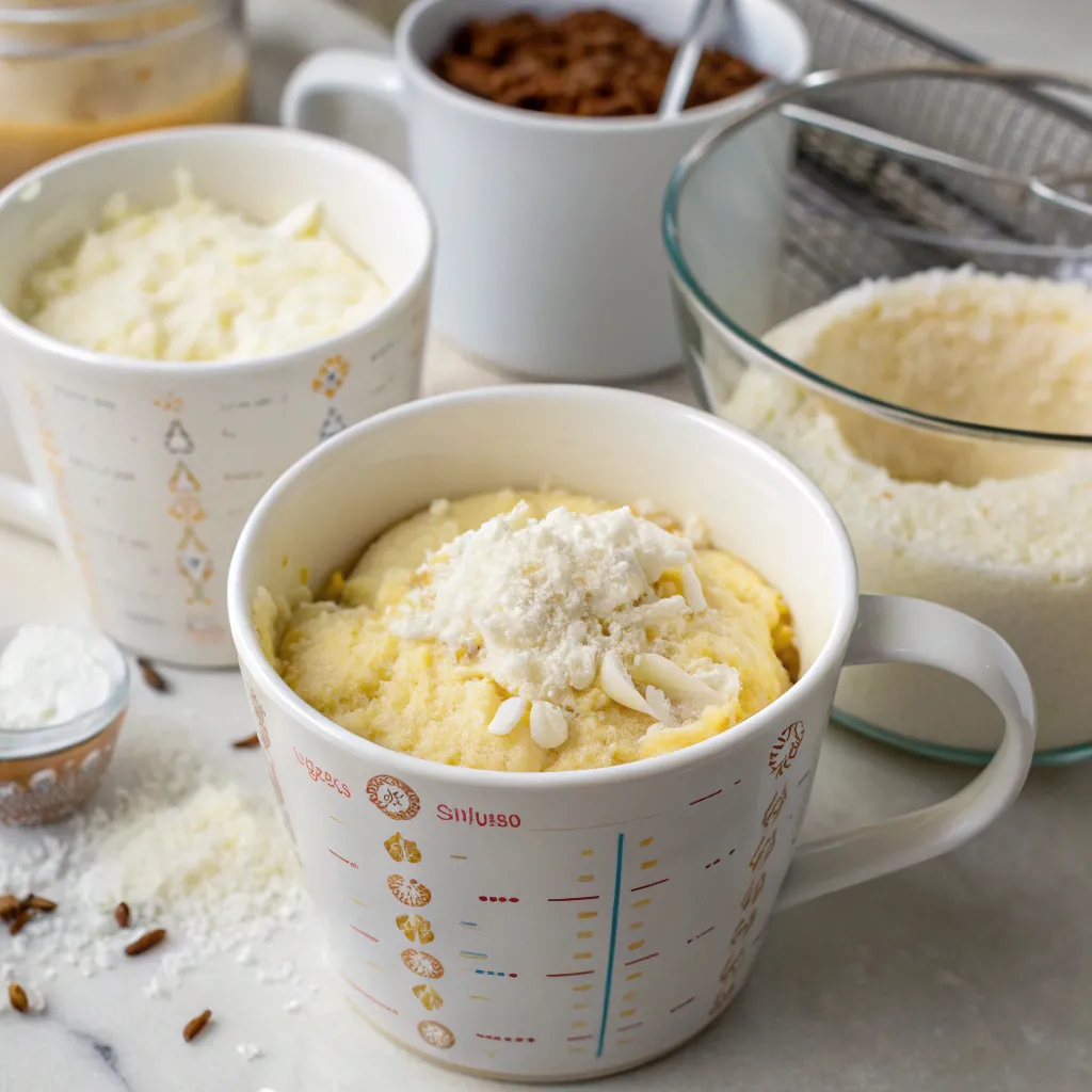 Vanilla Coconut Cottage Cheese Mug Cake