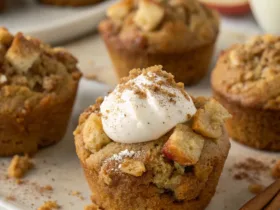 Healthy Cinnamon Apple Peanut Butter Muffins with Greek Yogurt