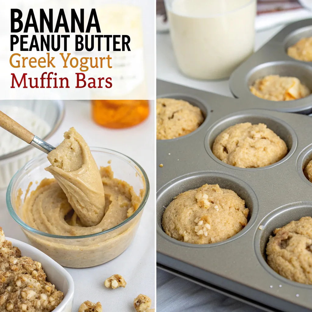 Banana Peanut Butter Greek Yogurt Muffin Bars