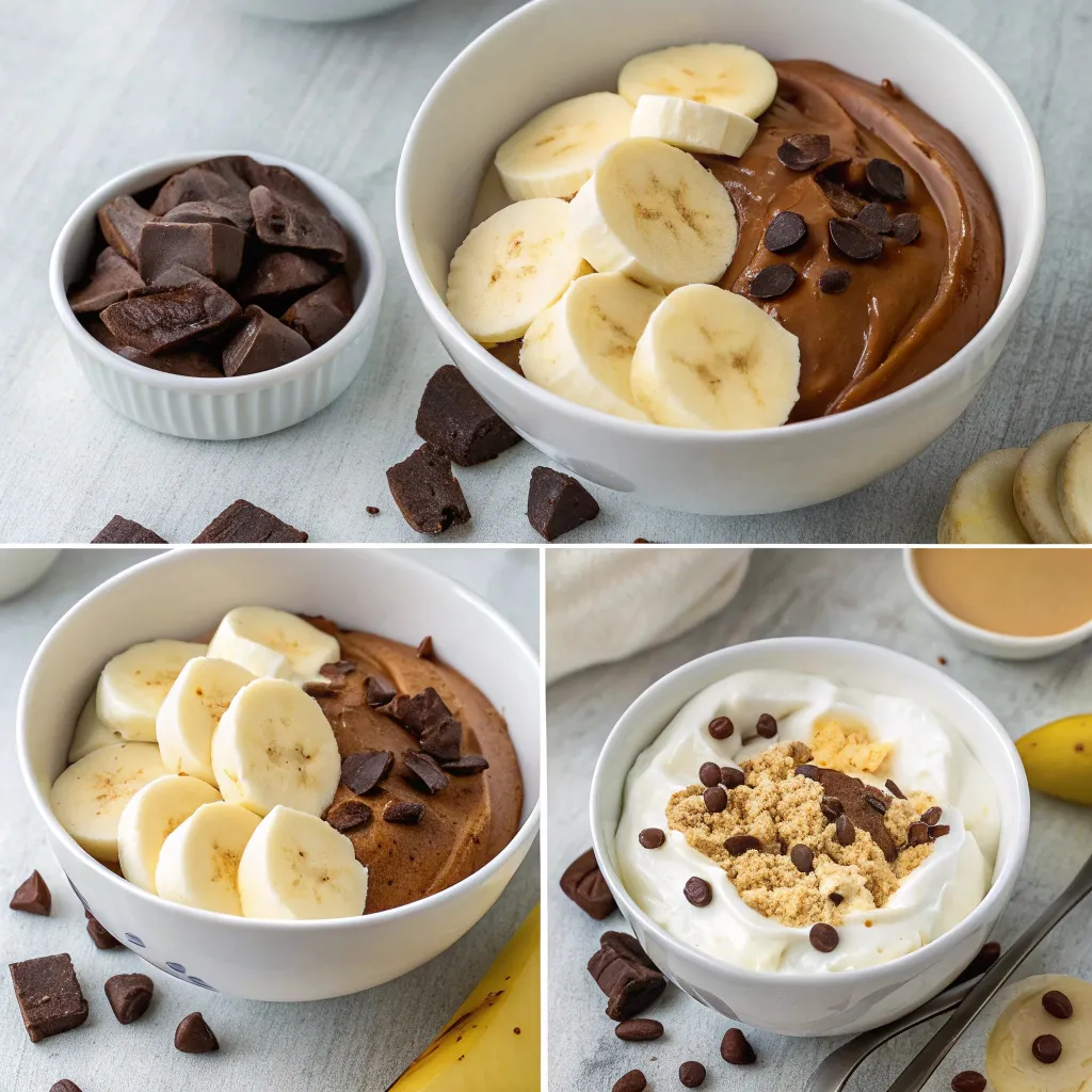 Dark Chocolate Peanut Butter Greek Yogurt Banana Loaf Slices with Gooey Layers