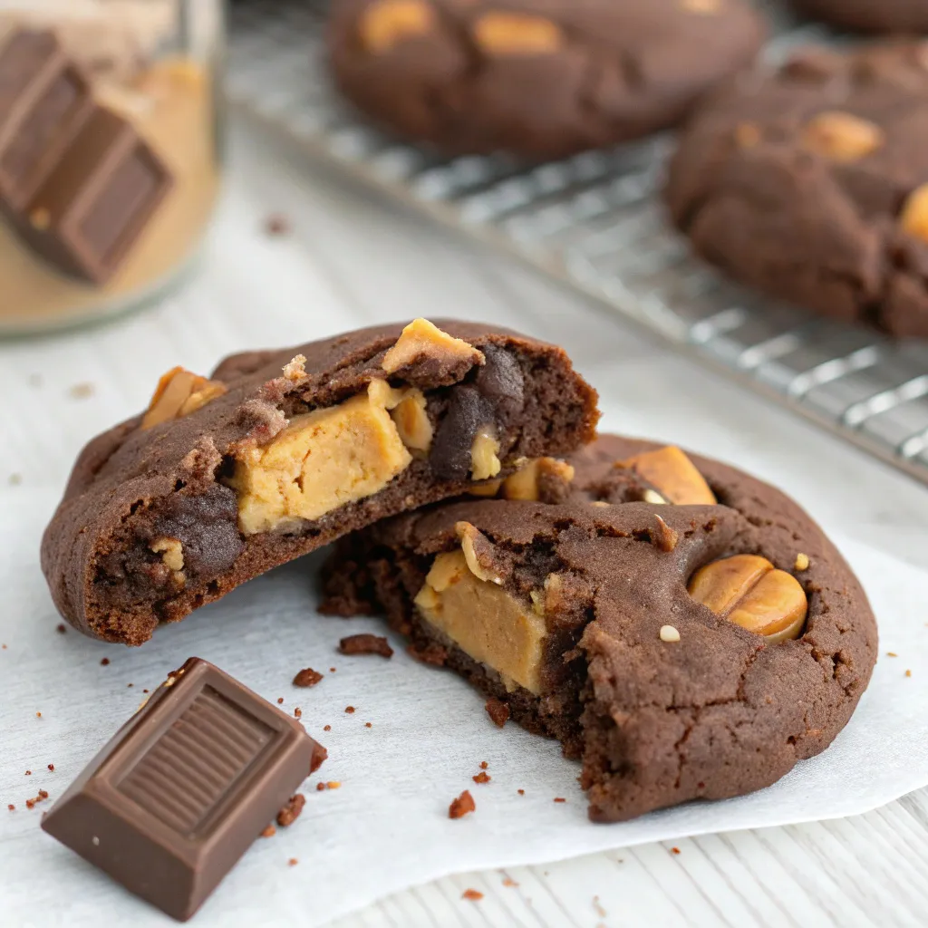 Greek Yogurt Peanut Butter Chocolate Fudge Cookies