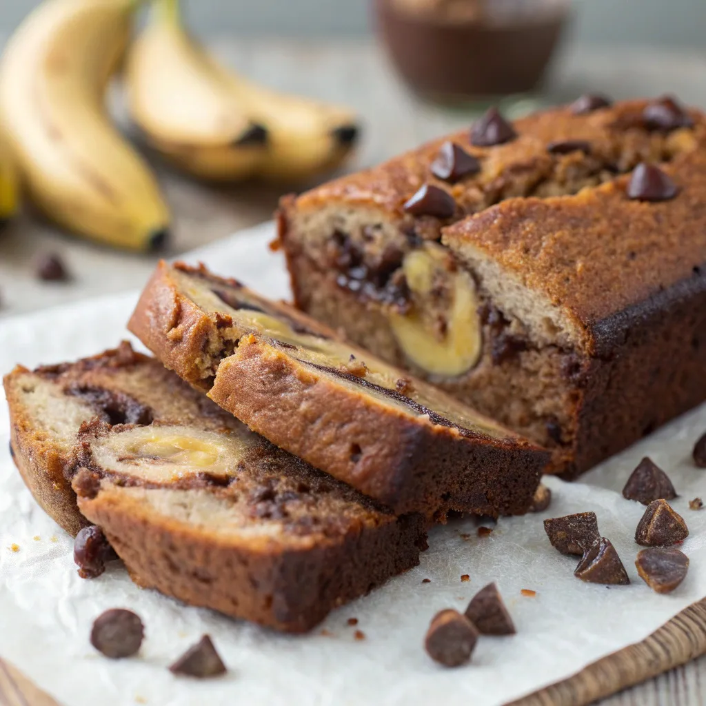 Chocolate Banana Bread with Gooey Centers