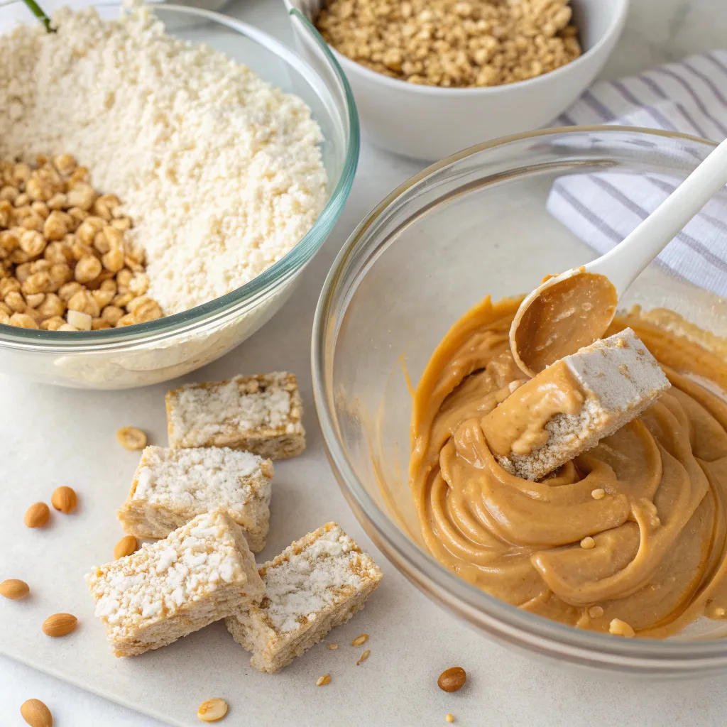 Healthy No-Bake Peanut Butter Greek Yogurt Crunchy Rice Bars