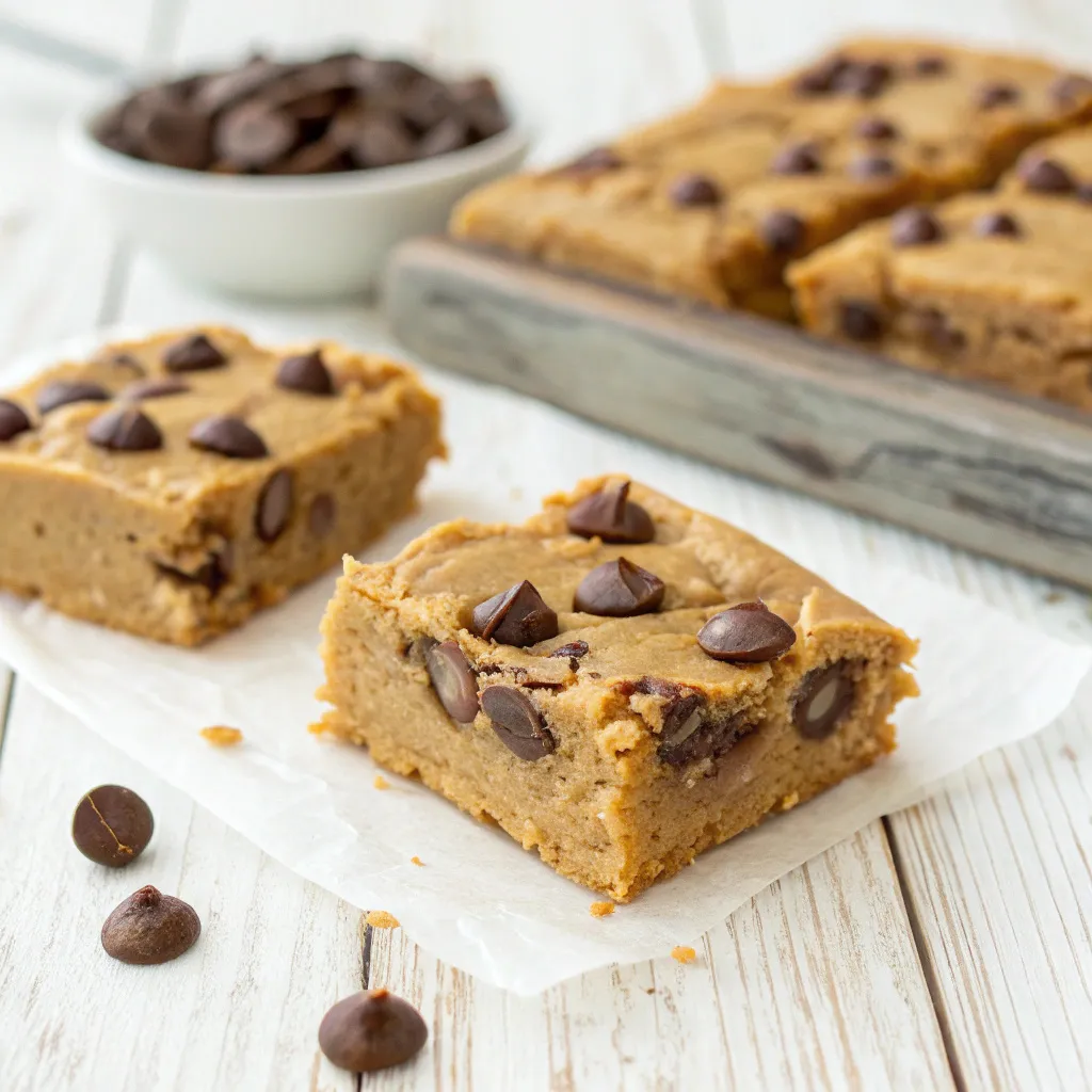 Healthy Peanut Butter Greek Yogurt Chocolate Chip Blondie Bars