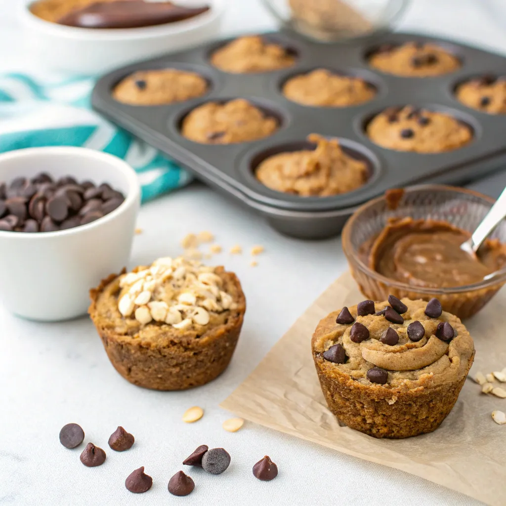 Healthy Peanut Butter Greek Yogurt Chocolate Oatmeal Cookie Cups