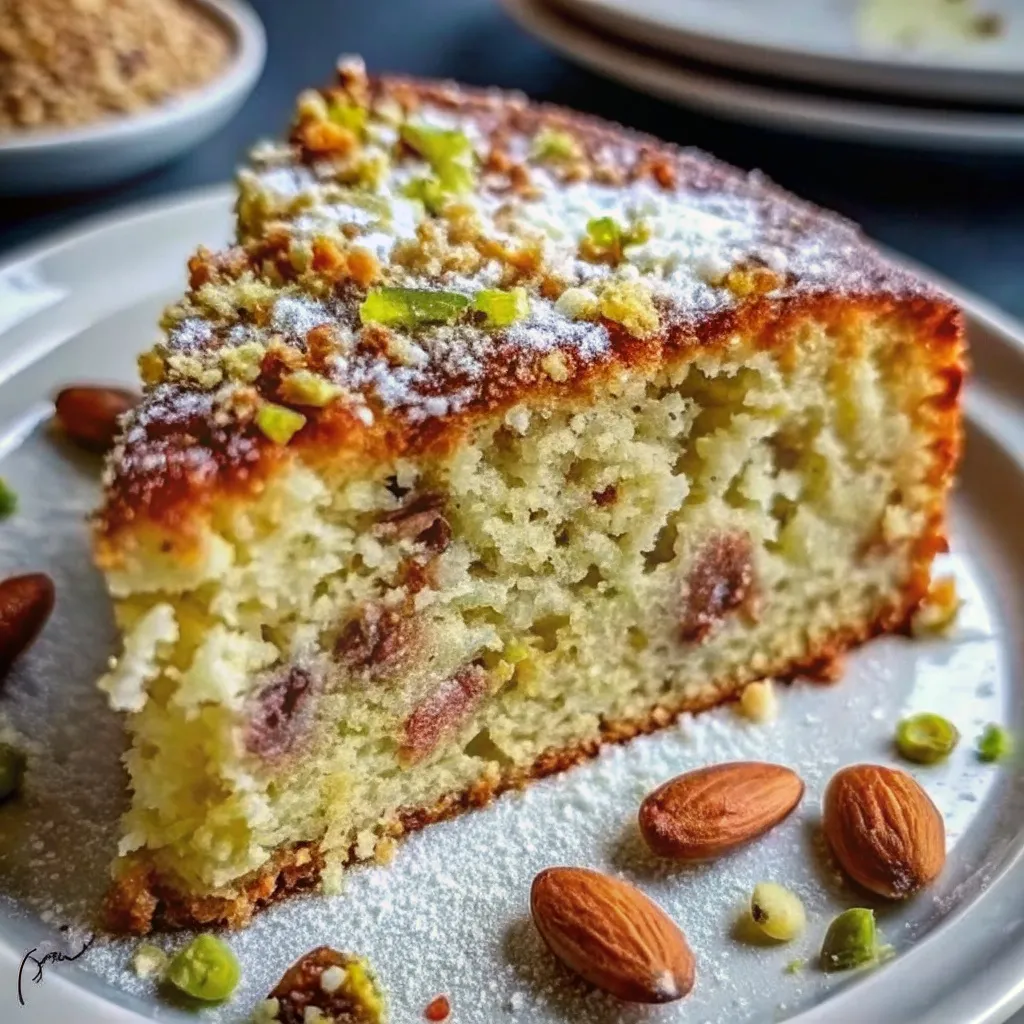 step by step preparation of Italian Pistachio Ricotta Cream Cake