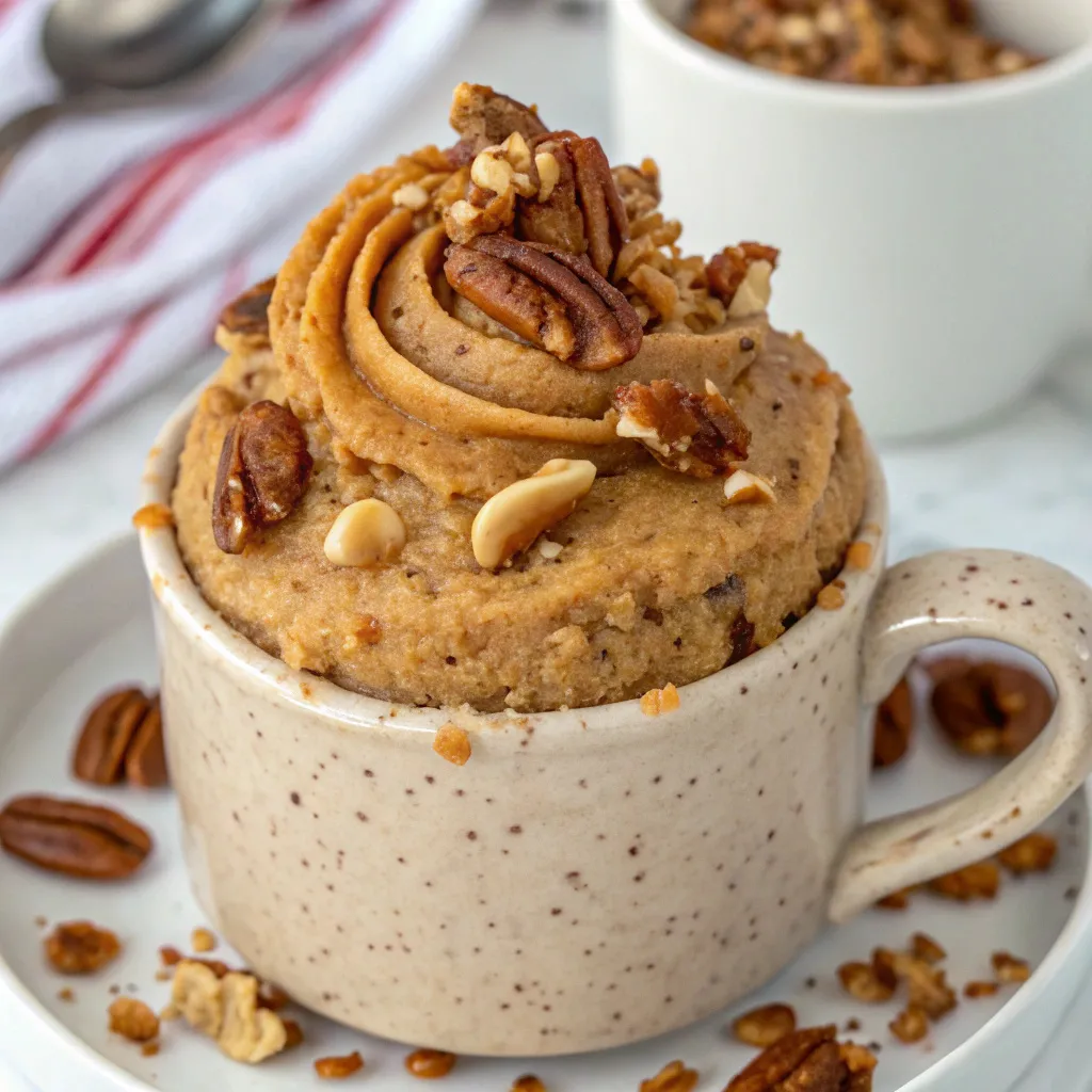 Keto Peanut Butter Pecan Mug Cake