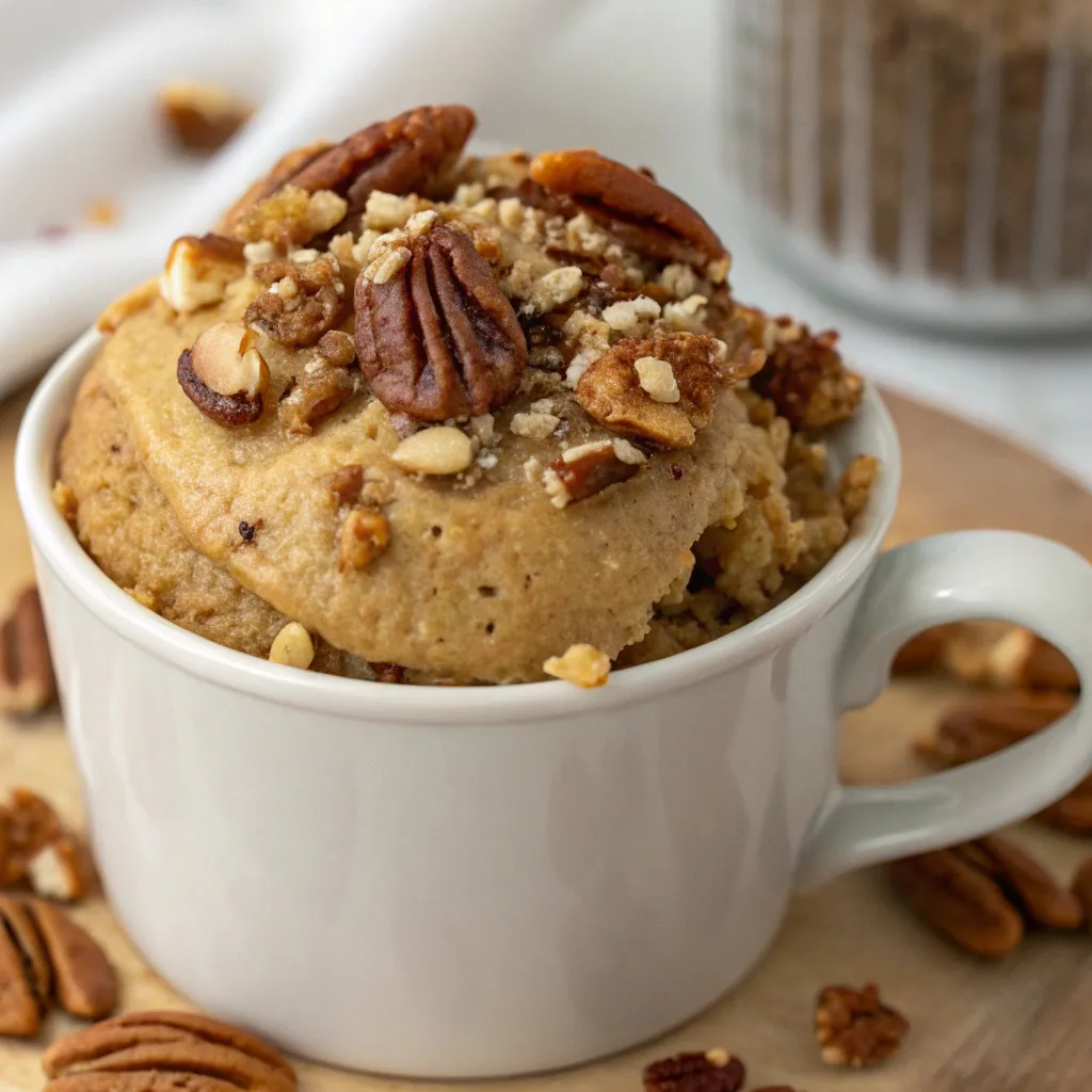 Keto Peanut Butter Pecan Mug Cake