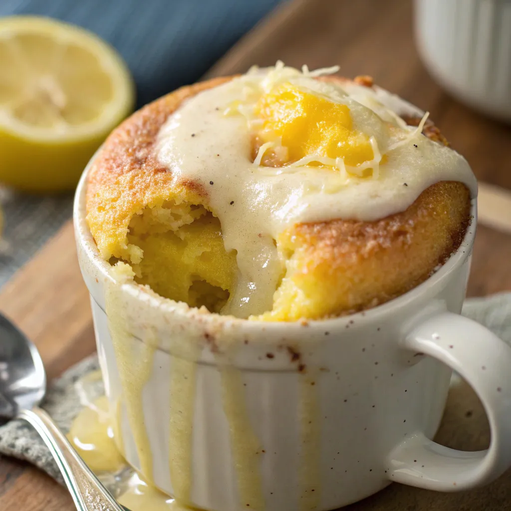 Lemon Lava Mug Cake with Condensed Milk mug